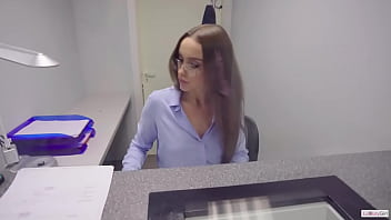 Sexy MILF with glasses fucks rich client